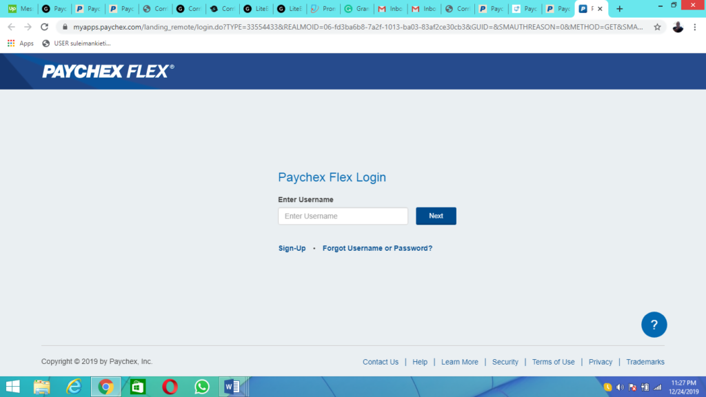 paychexflex sign up webpage